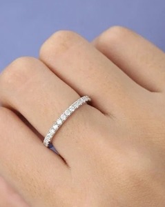 Moissanite แหวนแต่งงาน 925 เงินสเตอร์ลิงแหวนวันครบรอบวินเทจตัดกลมซ้อนแหวนจับคู่ของขวัญสําหรับเธอ - Product Image 1