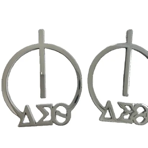 DST Sorority Stainless Steel Earrings Delta Earrings Lightweight Geometrical Round Shape Green Alphabet DST Ear Stud Jewelry