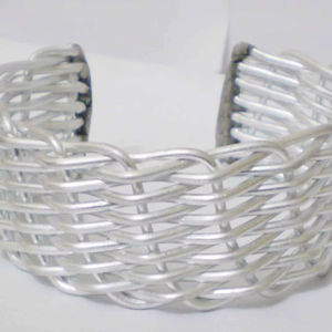 Luxury Silver Plated Copper Bangle For Women Unique Open Work Mesh Woven Wire Design Wide Solid <b>Metal</b> <b>Bracelet</b> <b>Metal</b> Crafts - Product Image 1