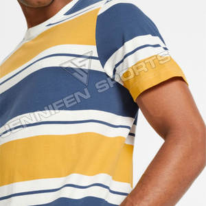 Camiseta de Hombre de Manga Corta, 100% Algodón Puro, a Rayas de Dos Colores, Transpirable, de Secado Rápido, Ligera, Personalizable y Económica - Product Image 5