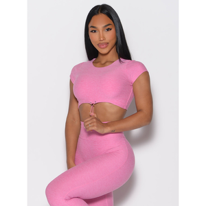 Vente en gros Personnalisé Bubblegum Femmes Toggluxe Crop Top 4 Way Stretch Réglable Bascule et Respirant Fitness Crop Top T-shirts pour Femmes - Product Image 1