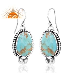 ต่างหูอัญมณีเทอร์ควอยซ์คิงแมนธรรมชาติเงินสเตอร์ลิงออกซิไดซ์ออกแบบได้ตามต้องการ - Product Image 2