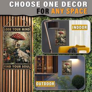 Targa in Metallo PEACHGARDEN con Decorazione a Fungo per Cucina, Decorazione per Cercatori di Funghi, 'Perdete la Mente, Trovate l'Anima' - Product Image 4