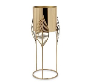 Macetas de metal con soporte de hojas, eleva tu espacio con diseños de moda, macetas colgantes para balcón, sala de estar - Product Image 1