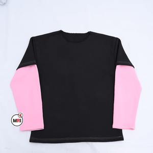 Qualité supérieure 100% coton Chemise personnalisée de luxe Unisexe 2 en 1 Double couche T-shirt à manches longues Double couche T-shirt à manches - Product Image 5