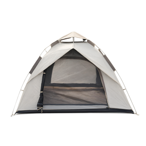 Tente de camping familiale pour 2 personnes, en Oxford enduit PVC, avec double porte et fenêtres, 200 x 200 x 145 cm, blanc cassé et noir - Product Image 2