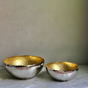Metal <b>Hammered</b> Set of 2 Nickel PLated and Golden High Quality Candle Bowl for Home and Party Decoration Candle Jar Bowl - Product Image 5