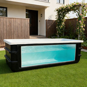 Bassin à poissons en fibre de verre renforcée sur mesure, grand format, pour extérieur, avec fenêtre. - Product Image 3