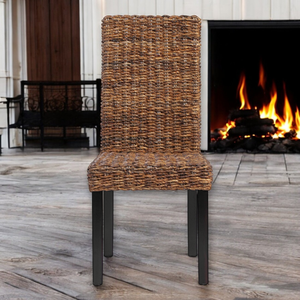 Silla de Comedor de Ratán con Estructura de Madera de Caoba y Tejido de Abacá de Indonesia - Product Image 3