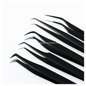 Pince à épiler professionnelle pour extensions de cils à pointe en fibre, outil de volume en X, courbé en forme de lune, pour la création de bouquets de cils - Product Image 2