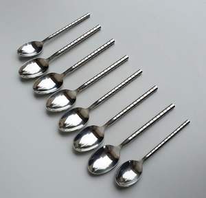 Antique Stylish Designer <b>Silver</b> Color Finishing Shiny Polished Stainless Steel Made Spoon <b>Set</b> Cutlery <b>Set</b> From India - Product Image 2