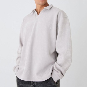 Oversize Cotton Heavyweight <b>Long</b> <b>Sleeve</b> <b>Rugby</b> Jersey for Men Sublimation Customized Fabric Anti-Bacterial Blank Custom Cut Sew - Product Image 5