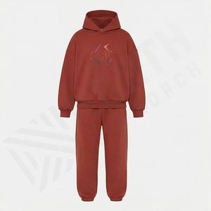 Conjunto Deportivo de Felpa de Algodón para Hombre al por Mayor OEM, Logotipo Personalizado, Estilo Holgado Informal, Pantalones Deportivos, Impresión Puff, Talla Grande para Invierno - Product Image 1