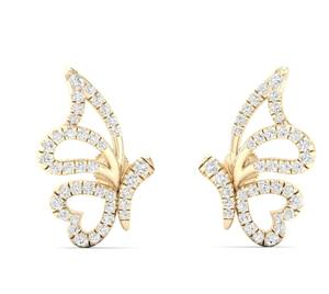 Elegantes pendientes de tuerca con diseño de mariposa, Diamante Natural EF VVS, oro blanco de 14K/18K, certificado IGI para bodas, regalo de uso diario - Product Image 2