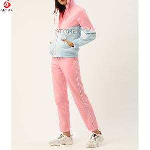 Chándal de lana con colores bloqueados para mujer, superventas, Sudadera con capucha y pantalón de chándal a la moda - Product Image 2