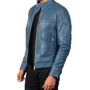 Veste en cuir pour homme automne-hiver, col montant, cuir de vache respirant, cuir véritable, logo frontal, haute qualité - Product Image 2