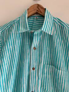 Fabricant indien Chemise à demi-manches en coton imprimé à rayures pour homme Chemise à manches courtes en gros pour lui Quantité Vêtements pour hommes - Product Image 2