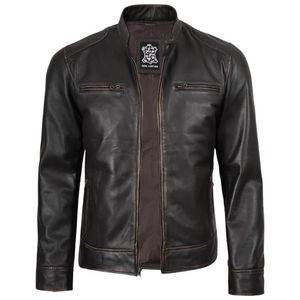 Chaqueta de Motociclista Estilo Slim Fit para Hombre en Cuero Genuino Negro con Bolsillos con Cremallera, Abrigo Informal, Suministro ODM - Product Image 3