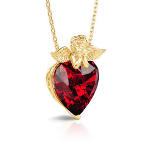 Collier en argent sterling Jeulia avec cœur de Cupidon, diamant et perle d'eau douce en or rose - Product Image 2