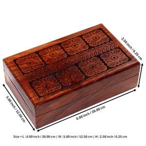Caja de Joyería de Madera Hecha a Mano y Personalizada con Tallado Tradicional para Exhibición en Hogar, Oficina o Boutique - Precio de India - Product Image 5