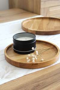 Plateau en bois rond | Plateau de service en chêne massif | Décoration d'intérieur rustique minimaliste - Product Image 5