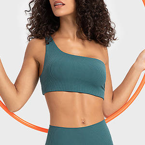 Sujetador deportivo corto de un hombro de alto impacto, Top de Yoga para mujer, ropa de gimnasio, logotipo personalizado, sujetador de Yoga Fitness - Product Image 2