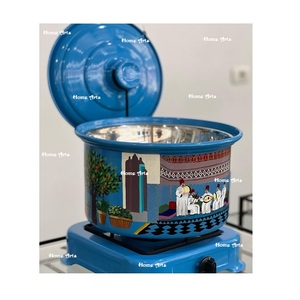 Plat de service en aluminium de couleur bleu et argent taille personnalisée forme ronde plat de service buffet à bas prix - Product Image 3