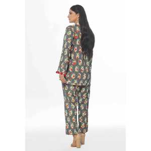 Traje Khaddar de 2 Piezas sin Coser con Estampado Digital y Cuello Mandarín WNST-42003 - Product Image 2