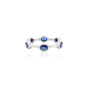 Anillo de burbuja de zafiro azul Natural de diseño elegante, joyería de piedra natal de septiembre para fiesta, regalo de cumpleaños más vendido para ella - Product Image 1