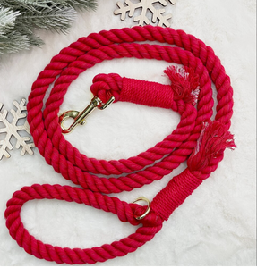 Cotton Rope Dog <b>Leash</b>- Red Dog <b>Leash</b>- 5 Feet Customized Colored Cotton Rope Handmade Dog <b>Leash</b> <b>Pet</b> <b>Leash</b> Set - Product Image 1