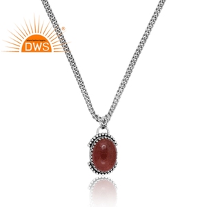 Meilleure vente oxydé en argent Sterling naturel fraise Quartz pierres précieuses pendentif collier bijoux personnalisés pour les femmes cadeau pour elle - Product Image 2