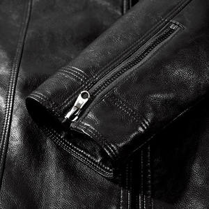 Men 2023 Winter Casual <b>Motorbike</b> Customized Sheep Skin Leather Jacket <b>Stand</b> Collar Eco-Friendly Breathable Waterproof Windproof - Product Image 4