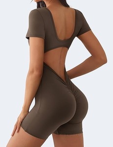 2025 entrenamiento sin costuras Yoga gimnasio Bodycon mamelucos Sexy Racerback Control de barriga sujetador acolchado traje cómodo correr Yoga chándal - Product Image 2