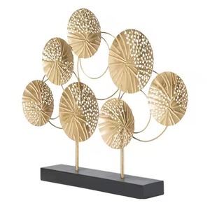 Sculpture de table ronde en métal moderne, décoration unique, centre de table élégant, accent de maison élégant, ornement de table décoratif - Product Image 2