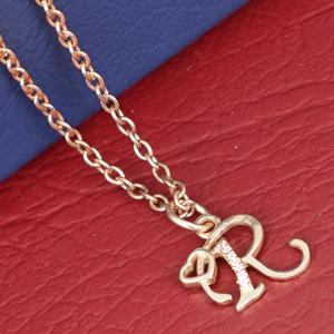 925 plata esterlina 'R' inicial colgante encanto chapado en oro blanco CZ collar de mujer - Product Image 6