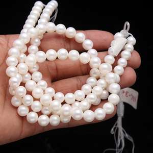 Superventas, perlas naturales de agua dulce, forma redonda suave, cuentas de 7-8mm, cuentas de piedra natal de junio para hacer joyas, collares y pulseras - Product Image 1