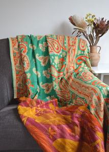 ผ้านวมคอตตอน Kantha วินเทจออร์แกนิกสไตล์100% ขนาด55*85นิ้วทำด้วยมือแบบโมเดิร์นทึบผ้าลินินโยนผ้าห่มนุ่ม Kantha - Product Image 6