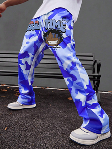 High Quality Men's Baggy Wide Leg <b>Drawstring</b> <b>Trousers</b> Men Joggers Custom Cargo Oversized Stacked High Waist Pants Men Sweatpants - Product Image 6