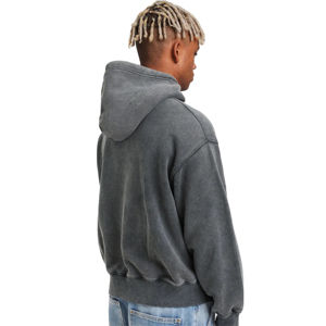 Sweat à capuche surdimensionné en coton polaire vintage lavé à l'acide XS pour hommes avec logo personnalisé et imprimé français - Product Image 2