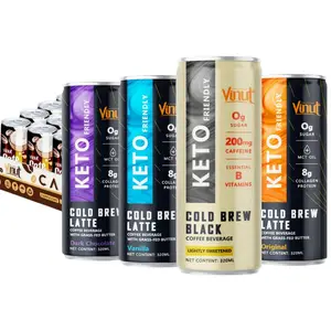 Bebidas de café KETO Cold Brew Vinot | 320 ml 24 embalagens, perda de peso, dieta cetogênica, pronta para beber, amostra grátis, fornecedor por atacado