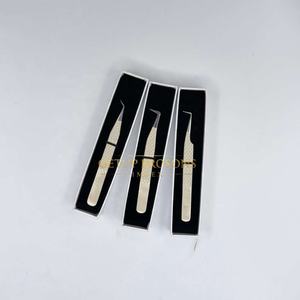 Pinzas de extensión de pestañas de fibra con punta curva y agarre de diamante, de alta calidad, para aislamiento/boot/90, con recubrimiento en polvo nude, instrumentos de belleza - Product Image 4