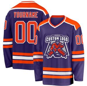 Maillot de hockey sur glace professionnel 100% polyester, séchage rapide, antibactérien, nom d'équipe personnalisé, approvisionnement direct d'usine - Product Image 2