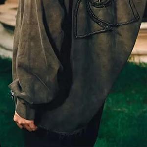 เสื้อสเวตเตอร์แบบสวมศีรษะของผู้ชายเสื้อสเวตเชิ้ต100% ผ้าฝ้ายฟอกสีกรดมีซิปกระเป๋าสตรีทพลัสไซส์แบบกำหนดเองสำหรับฤดูหนาว - Product Image 5