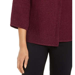 Collezione JM: Giacca Maglione Viola Scuro Taglia X-Large per Donna, con Spilla Metallica Testurizzata per Feste Invernali - Product Image 3