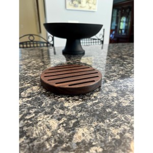 Handcrafted Hardwood Circular Trivet With Cooling Slots Wooden Heat Resistant Kitchen Hot Plate Holder - Product Image 6