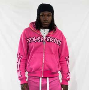 Conjunto Deportivo de 2 Piezas con Estampado Puff, 100% Algodón, Pantalones Acampanados y Sudadera con Cremallera, Estilo Urbano para Hombre - Product Image 3