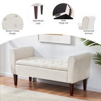 Massivholz Gepolsterte Klappbare Aufbewahrungsbank Ottoman 2-Sitzer Sofa Fußhocker Modernes Wohnzimmer Schlafzimmer Hotel Gästezimmer