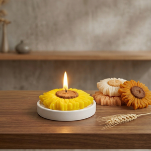 Vela con Forma de Girasol, Vela Aromática de Cera de Soja con Forma de Flor, Vela Decorativa en Forma de Pilar, Decoración para el Hogar, Etiqueta Privada, Color y Aroma Personalizados - Product Image 1