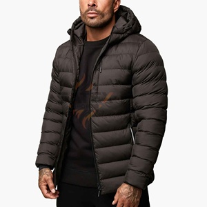 Chaqueta de Hombre con Capucha, Estilo Urbano, Moderna, para Otoño, Cortavientos, Transpirable, con Logotipo Frontal, Cuello Alto, Cálida y Cómoda - Product Image 1