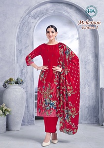 Elegant Pure Viscose Rayon Designer <strong>Unstitch</strong> salwar kameez Printed <strong>Fabric</strong> with Fancy Swarovski Work - Product Image 3
